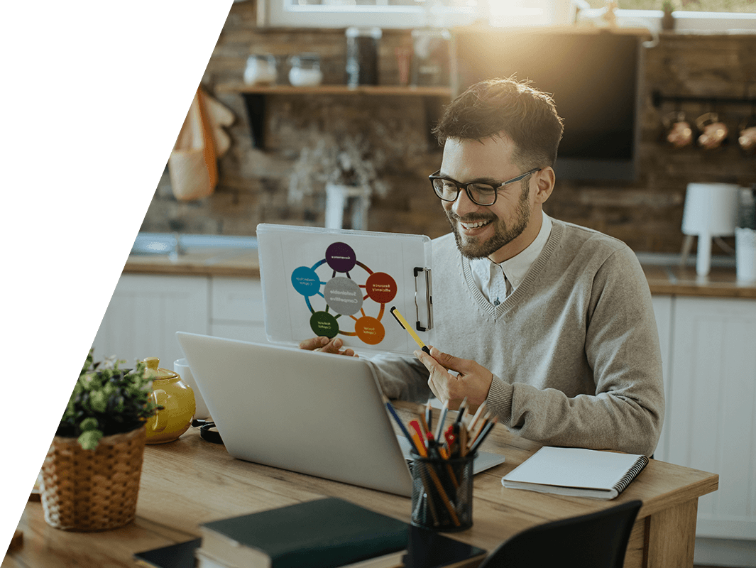 Team collaborating with laptops